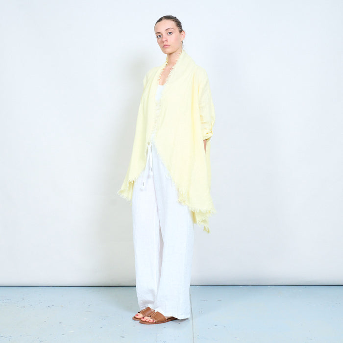 Lightweight open front loose cardigan with raw edge wholesale