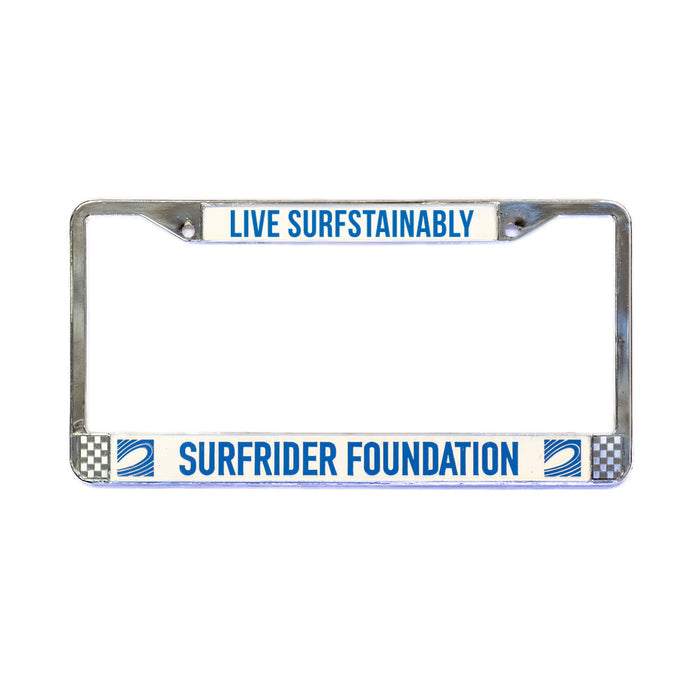 Live Surfstainably Chrome License Plate Frame