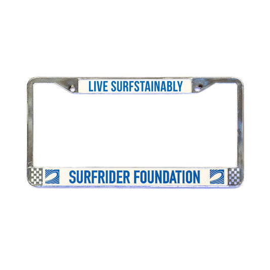 Live Surfstainably Chrome License Plate Frame