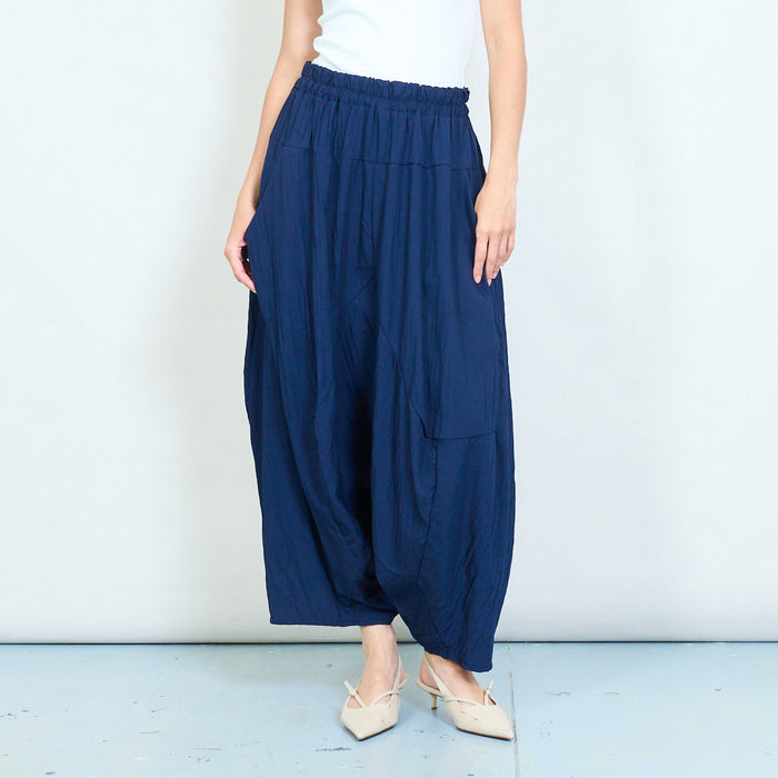 Loose draped elastic waist wide leg trouser wholesale