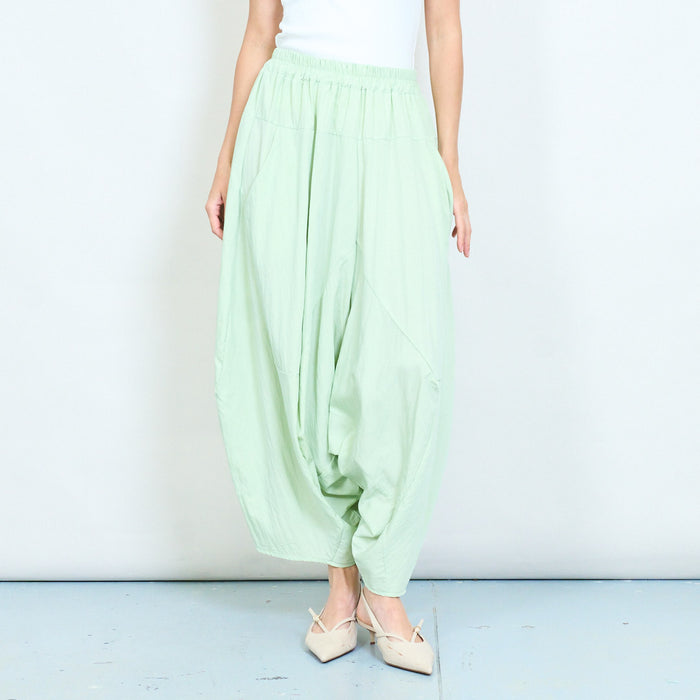 Loose draped elastic waist wide leg trouser wholesale