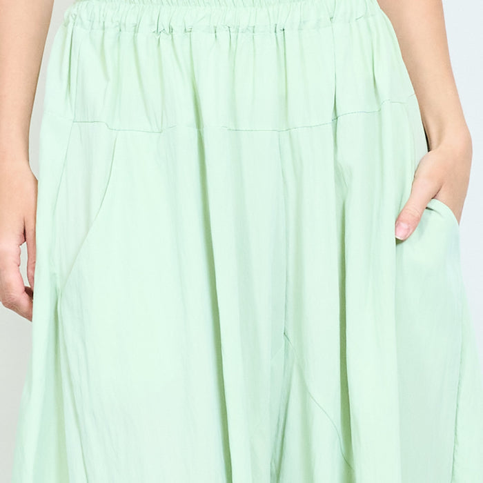 Loose draped elastic waist wide leg trouser wholesale