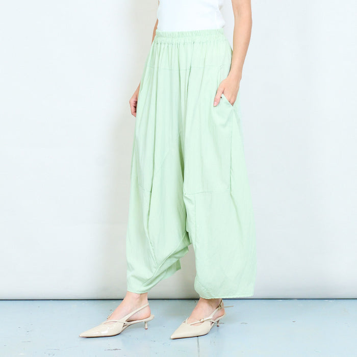 Loose draped elastic waist wide leg trouser wholesale