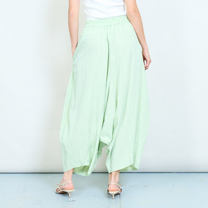 Loose draped elastic waist wide leg trouser wholesale