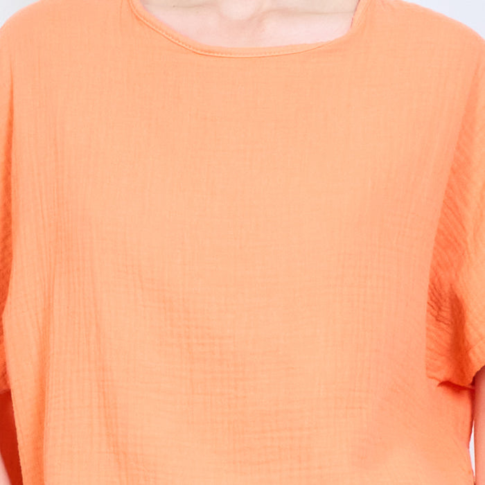 Loose fit textured short sleeve top wholesale