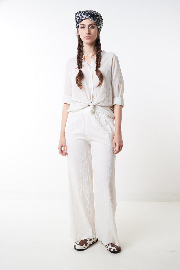 Loose flowy wide leg elastic waist trouser wholesale