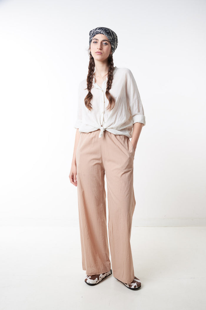Loose flowy wide leg elastic waist trouser wholesale