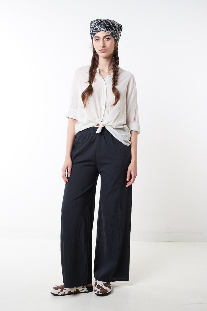 Loose flowy wide leg elastic waist trouser wholesale