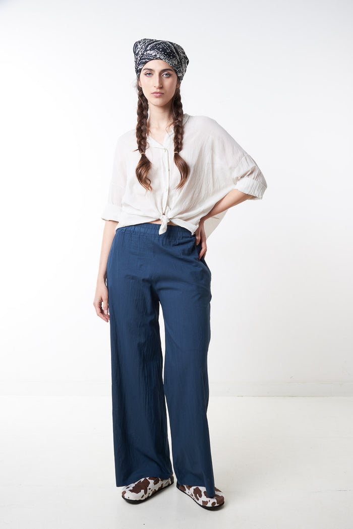 Loose flowy wide leg elastic waist trouser wholesale