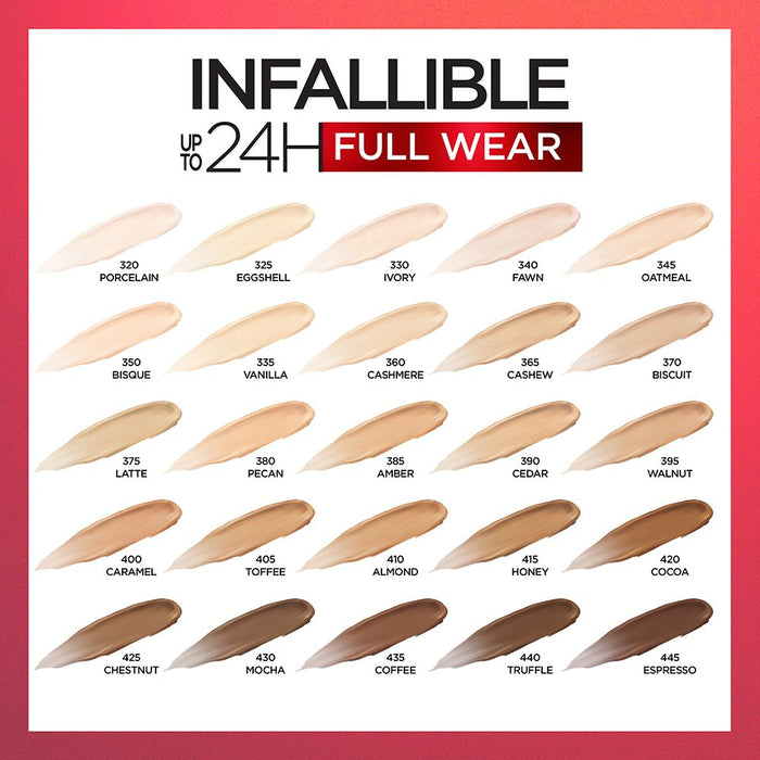 Loreal paris INFALLIBLE Up to 24HR Fresh Wear full coverage concealer كونسيلر تغطية كاملة من لوريال بارس