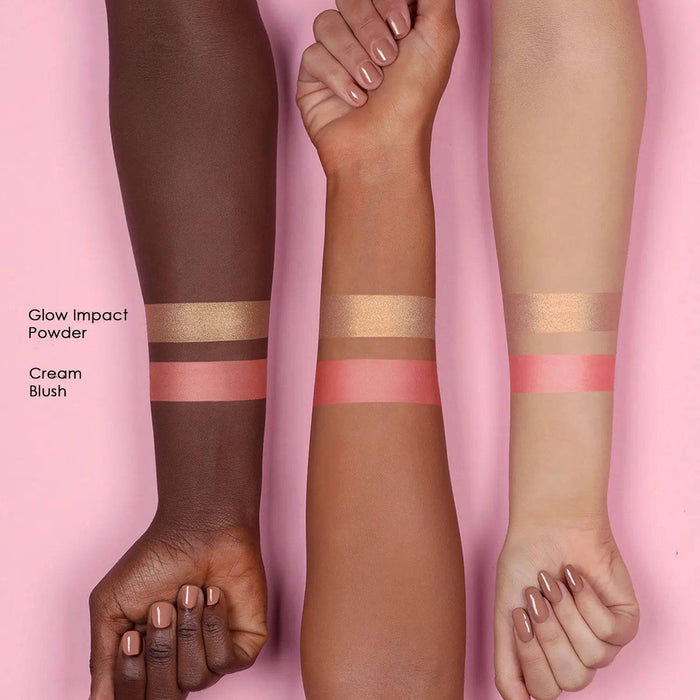 Love Cheek Duo arm swatches on different skin tones.