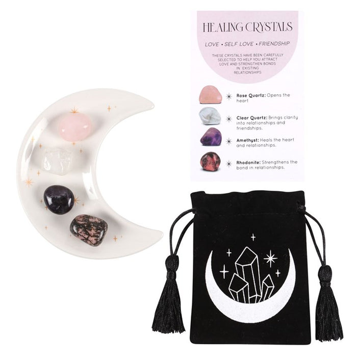Love Healing Crystal Set with Moon Trinket Dish 🇬🇧