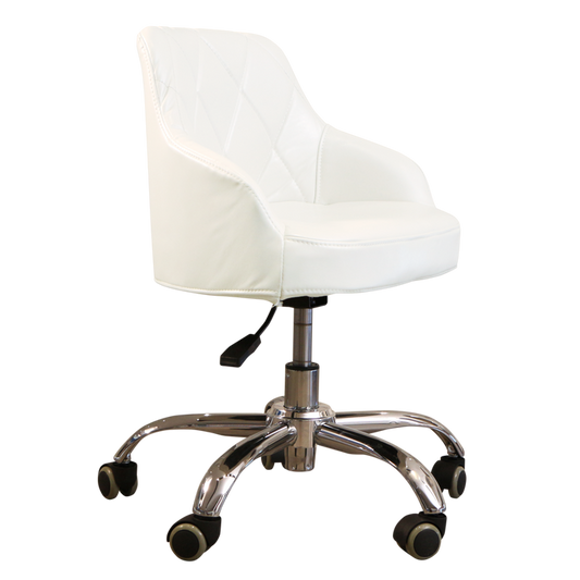LUX ES450 Pedicure Technician Stool - Pearl White and Modern Grey