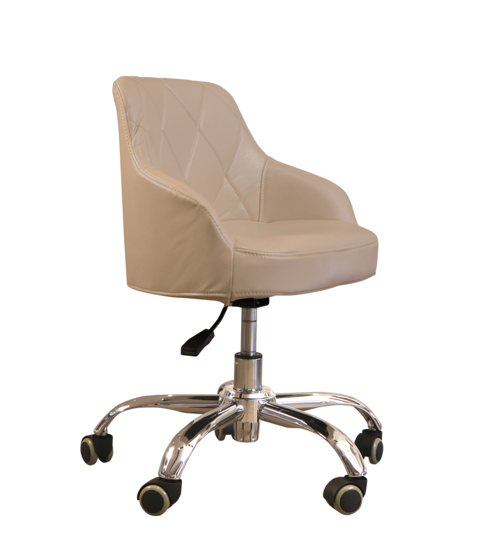LUX ES450 Pedicure Technician Stool - Pearl White and Modern Grey