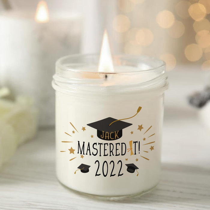 Mastered It Class Of 2022 Congratulations Gift, Personalized Graduation Masters Candle Gift, Best Friend Candle