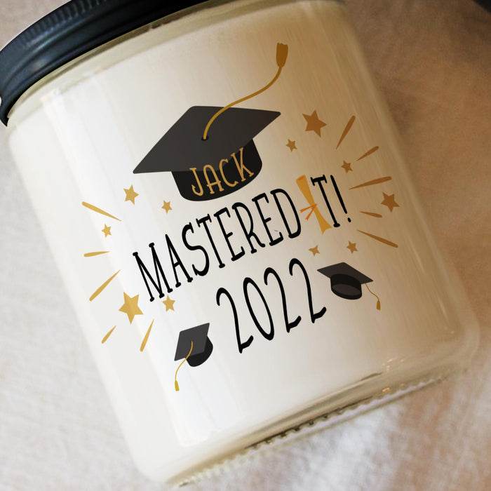 Mastered It Class Of 2022 Congratulations Gift, Personalized Graduation Masters Candle Gift, Best Friend Candle