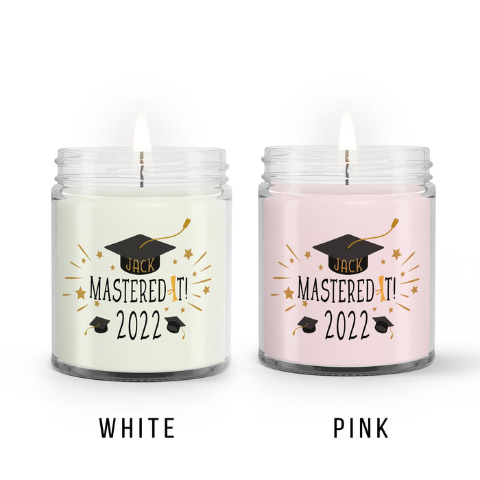 Mastered It Class Of 2022 Congratulations Gift, Personalized Graduation Masters Candle Gift, Best Friend Candle