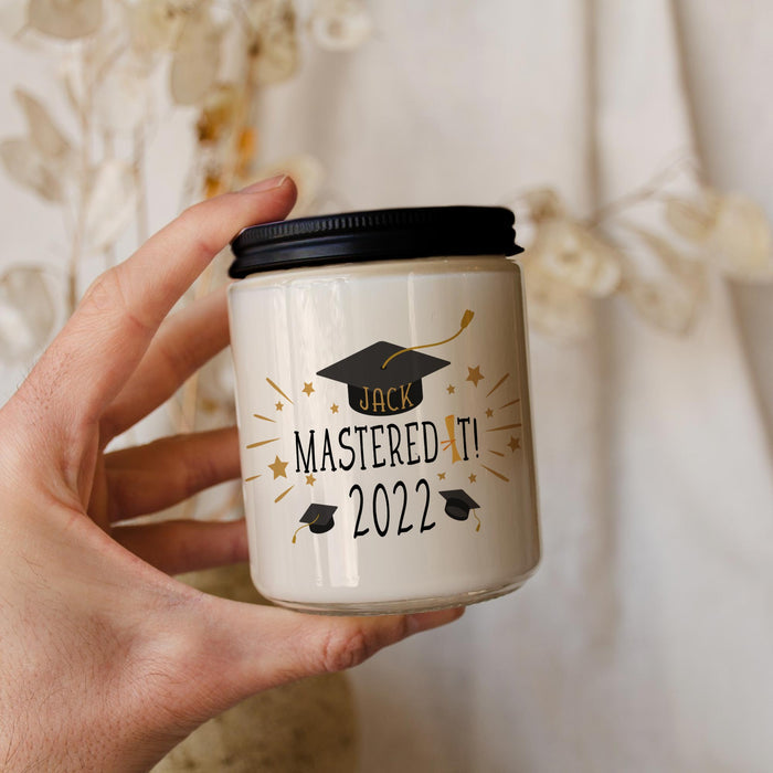 Mastered It Class Of 2022 Congratulations Gift, Personalized Graduation Masters Candle Gift, Best Friend Candle