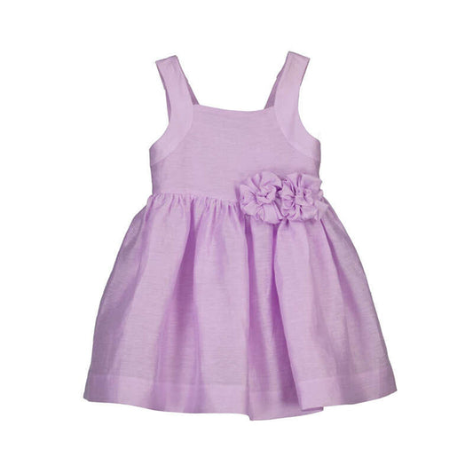 Mayoral Linen Dress w/ Flower Detail-Violet