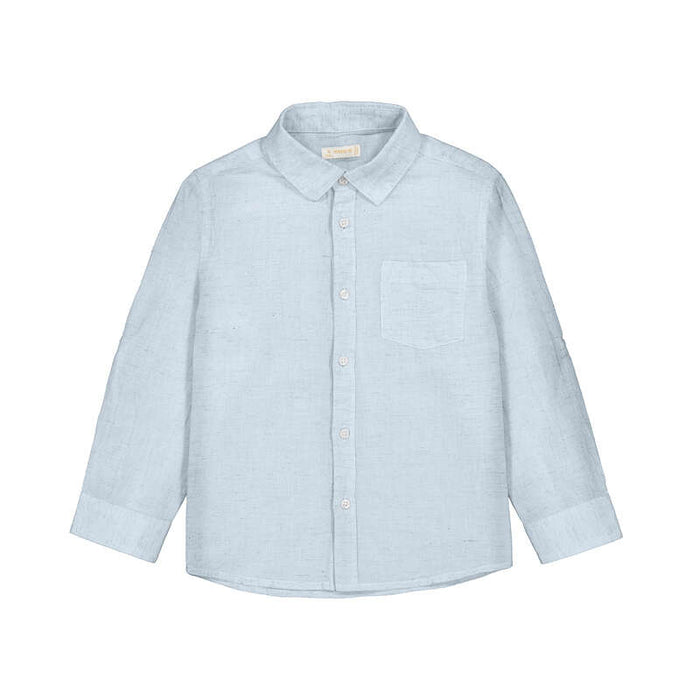 Mayoral L/S Linen Button Down Shirt-Sky Blue