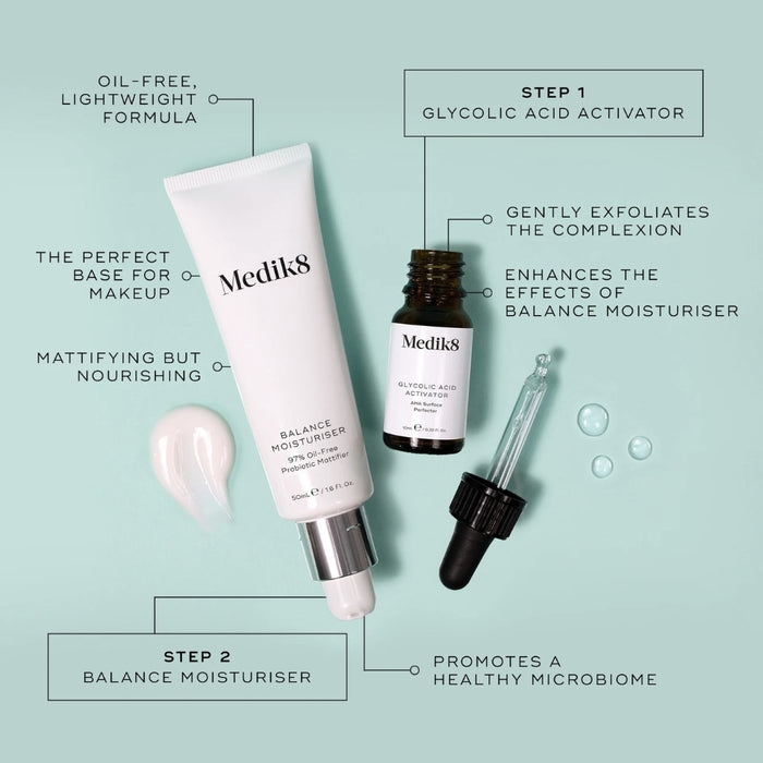 Medik8 Balance Moisturiser & Glycolic Acid Activator 50ml + 10ml