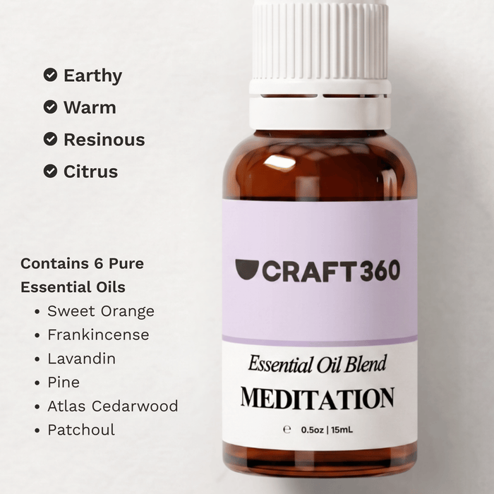 Overview of the Meditation Essential Oil Blend, including its aroma profile, ingredients and common uses.