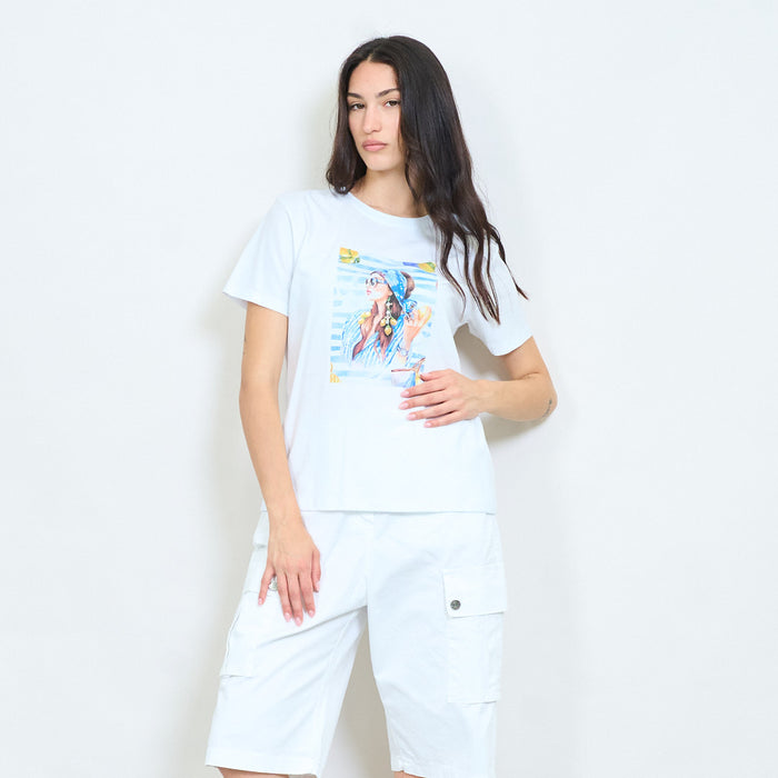Mediterranean muse graphic cotton t-shirt wholesale