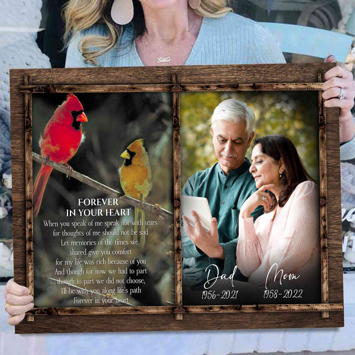 Memorial Gifts for Loss of Dad and Mom, Red Cardinal Memorial Canvas Photos For Loss Of Parent, Personalized Memorial Gifts With Photo