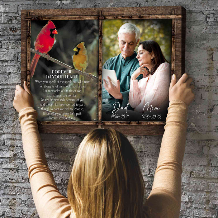 Memorial Gifts for Loss of Dad and Mom, Red Cardinal Memorial Canvas Photos For Loss Of Parent, Personalized Memorial Gifts With Photo