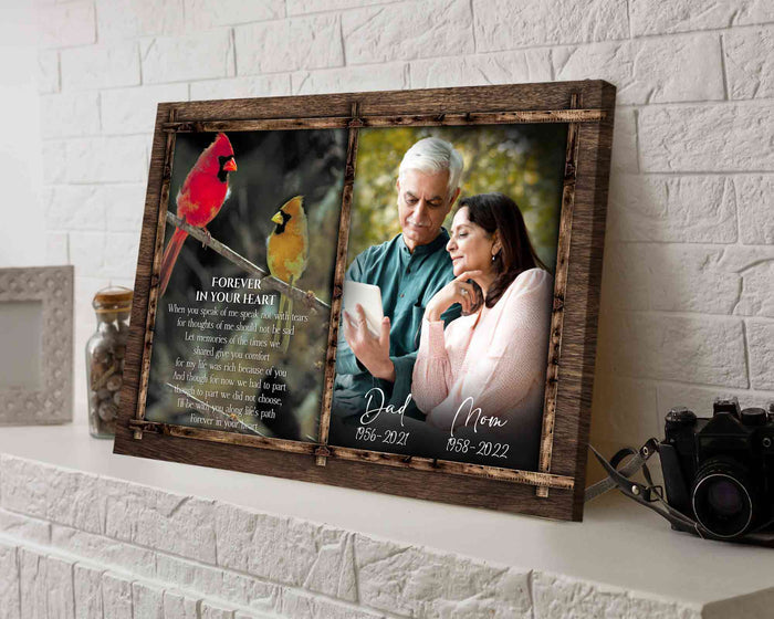 Memorial Gifts for Loss of Dad and Mom, Red Cardinal Memorial Canvas Photos For Loss Of Parent, Personalized Memorial Gifts With Photo
