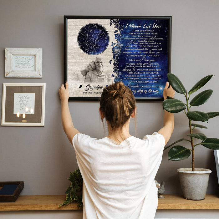 Memory-Gift™ Star Map Poster Custom Wall Art Memorial for Dad/Mom, Wooden Frame | I Never Left You V8