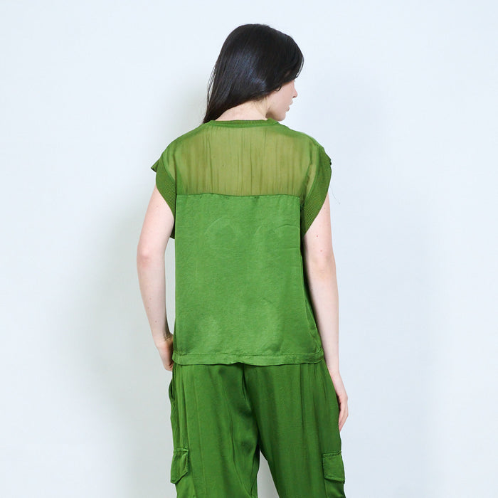 Mesh panel satin feel top wholesale