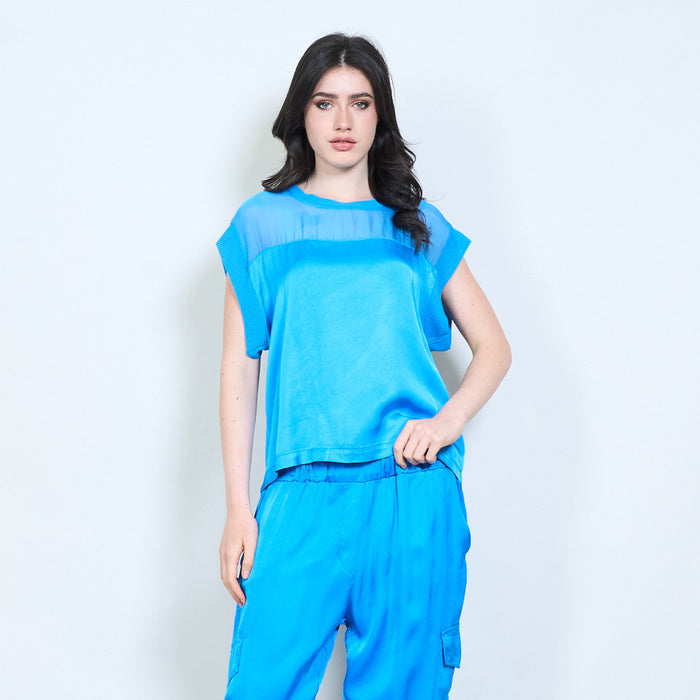 Mesh panel satin feel top wholesale