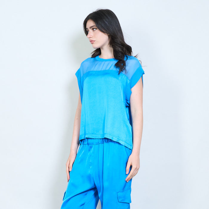 Mesh panel satin feel top wholesale