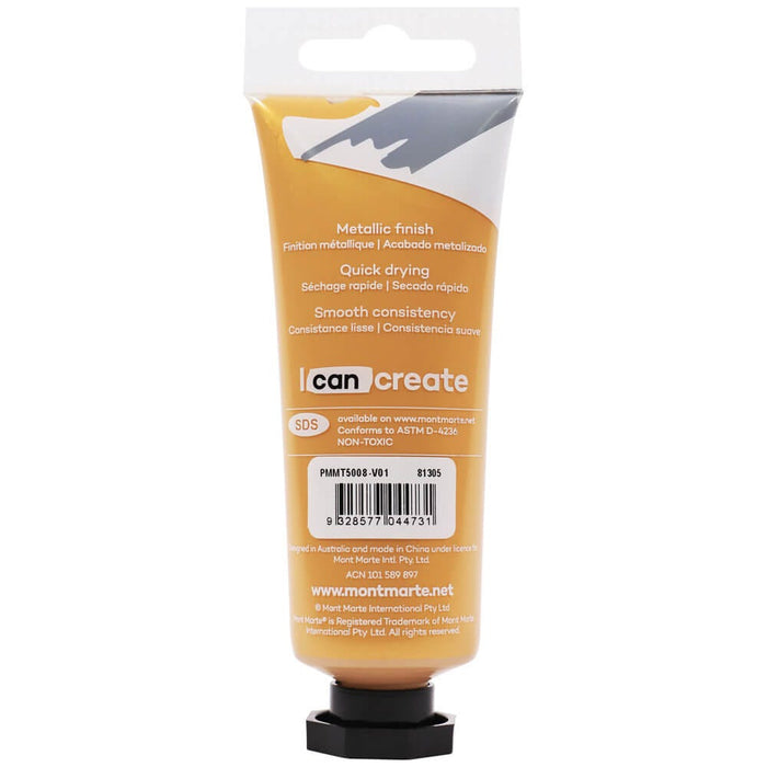Metallic Acrylic Paint Premium 50ml (1.7 US fl.oz) Tube- Gold