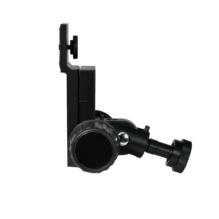 Microscope Camera Mounting Plate, Coarse Focus Block, 5/8" Mounting Pin, SKU SA02021118, three quarter front view