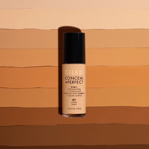MILANI concealer + perfect 2 in 1 foundation + concealer كونسيلر وفاونديشن منتجين في منتج واحد من ميلاني