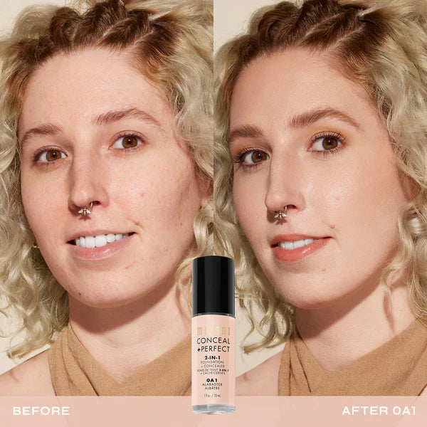 MILANI concealer + perfect 2 in 1 foundation + concealer كونسيلر وفاونديشن منتجين في منتج واحد من ميلاني
