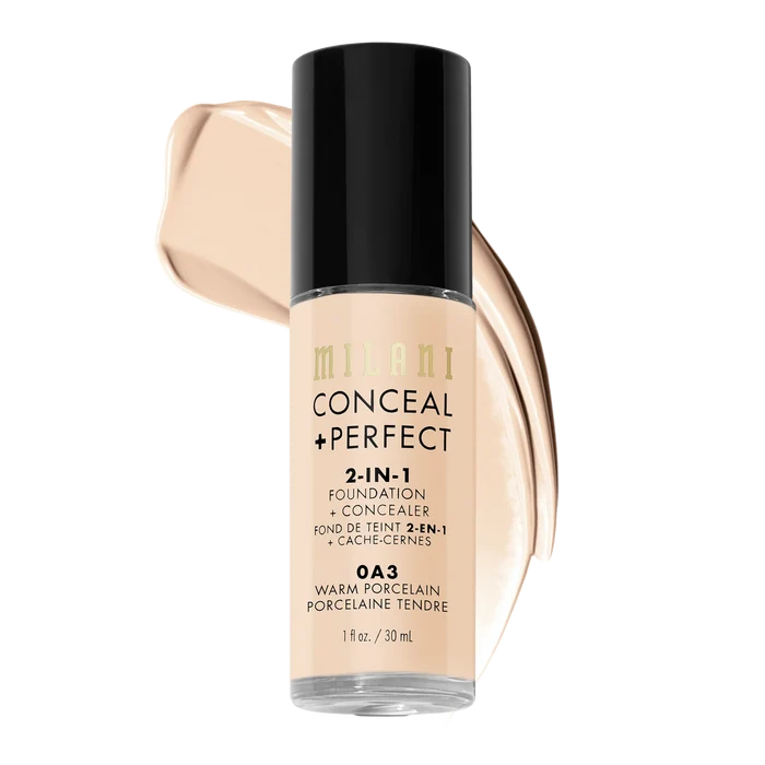 MILANI concealer + perfect 2 in 1 foundation + concealer كونسيلر وفاونديشن منتجين في منتج واحد من ميلاني