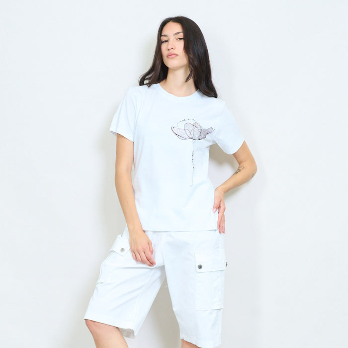 Minimal floral line art cotton t-shirt wholesale