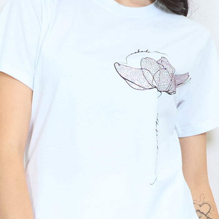 Minimal floral line art cotton t-shirt wholesale