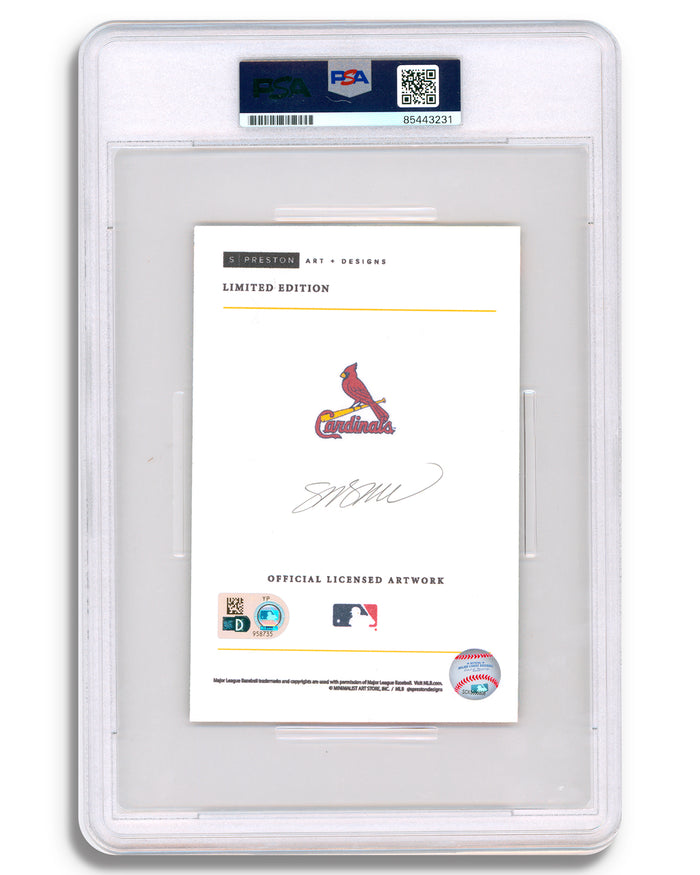 Minimalist Busch Stadium - David Eckstein Autographed - Art Slab - PSA Gem Mint 10