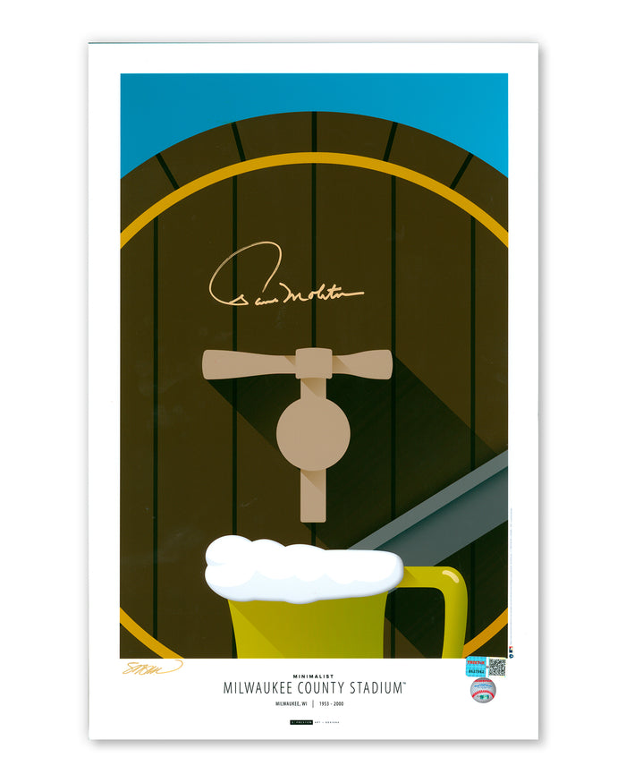 Minimalist Milwaukee County Stadium - Paul Molitor Autographed - Poster Print - Authenticated