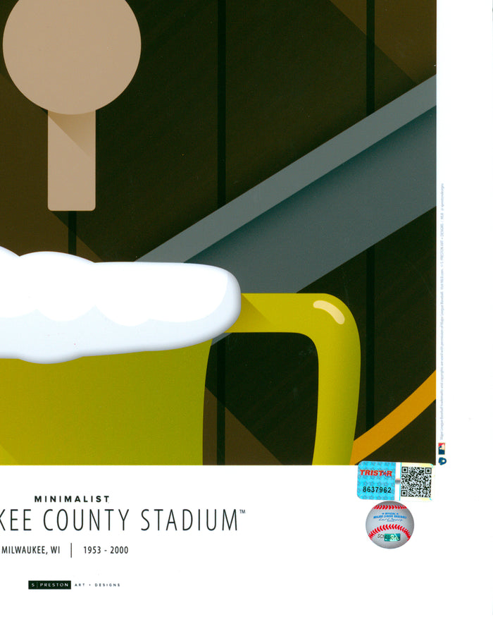 Minimalist Milwaukee County Stadium - Paul Molitor Autographed - Poster Print - Authenticated