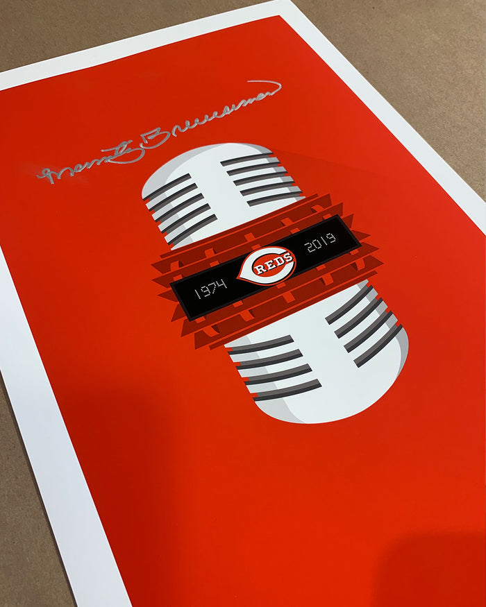 Minimalist Reds Broadcasting - Marty Brennaman Signed