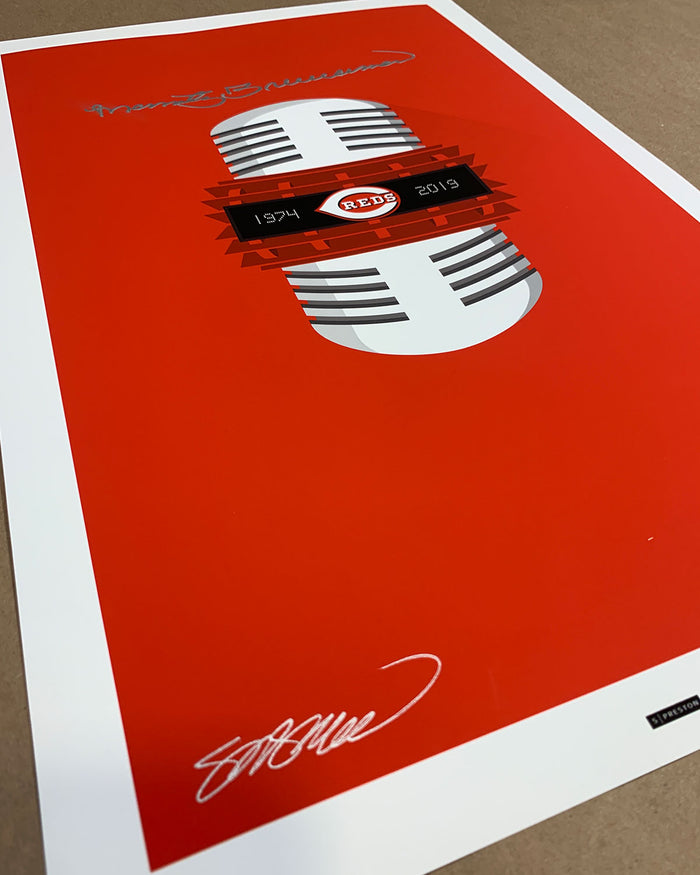 Minimalist Reds Broadcasting - Marty Brennaman Signed
