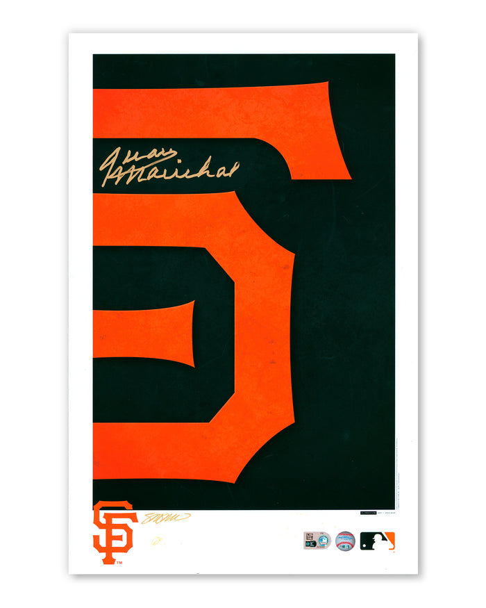 Minimalist San Francisco Giants Logo - Juan Marichal Autographed - Poster Print - Authenticated