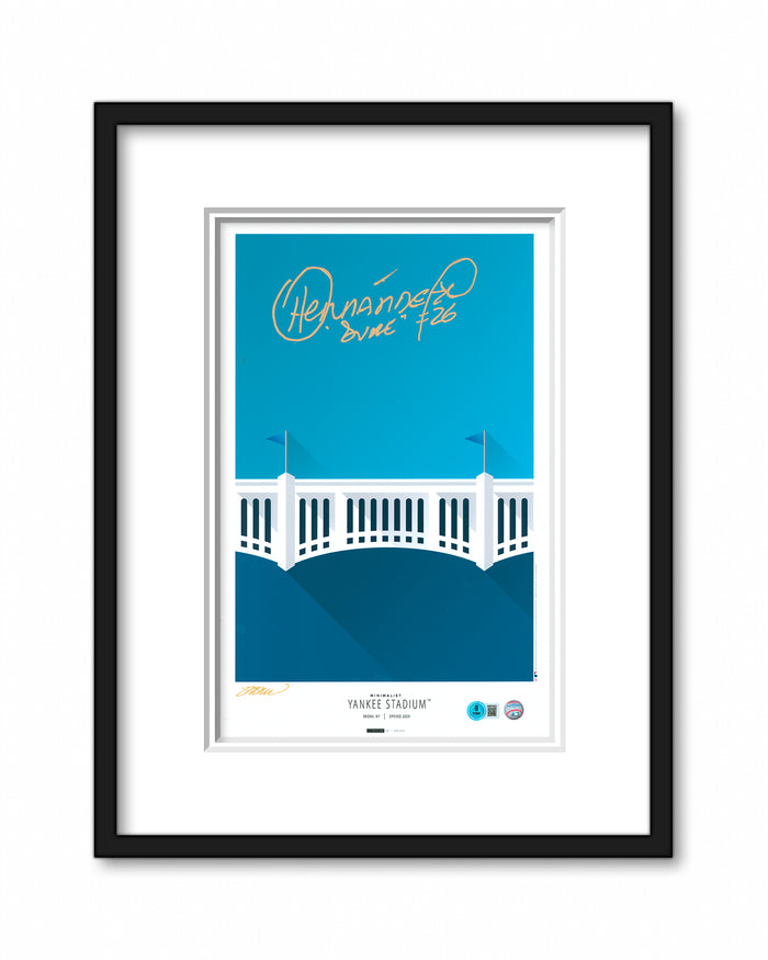 Minimalist Yankee Stadium Print - Orlando "El Duce" Hernandez Autographed - Authenticated