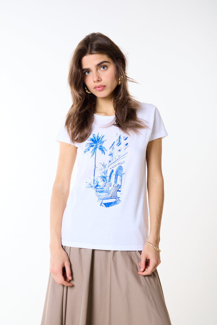 Montecarlo palm resort sketch printed fitted t-shirt wholesale