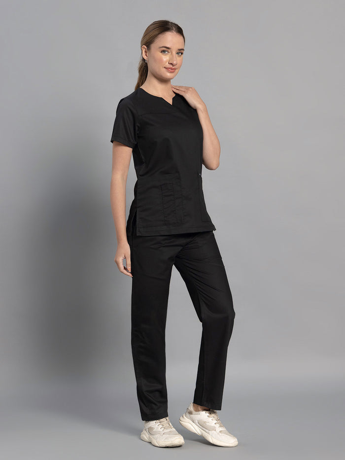 Move Lite Women Black (Core V Neck) Scrub Set